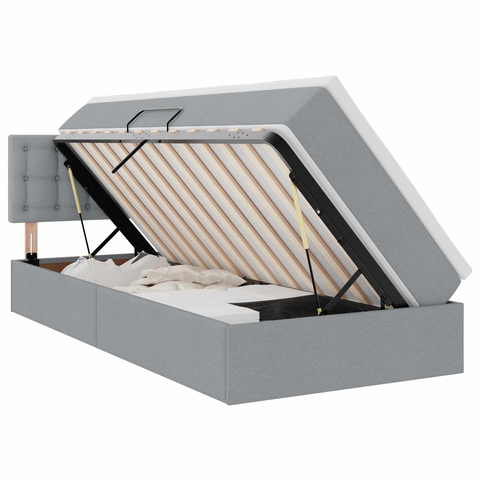 vidaXL Cama de Armazenamento LED com Colchão Cinzento-claro