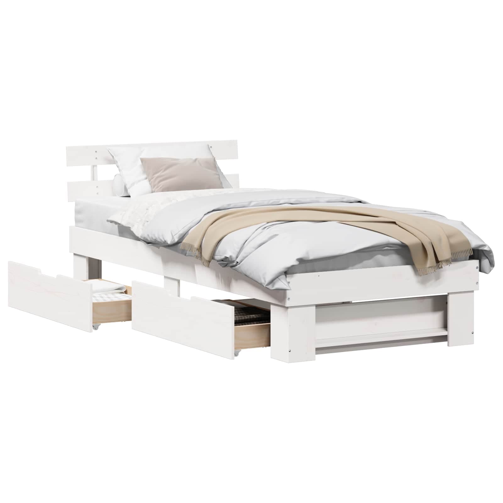 vidaXL Estrutura da Cama Branco 80 x 200 cm Madeira de Pinheiro Sólida