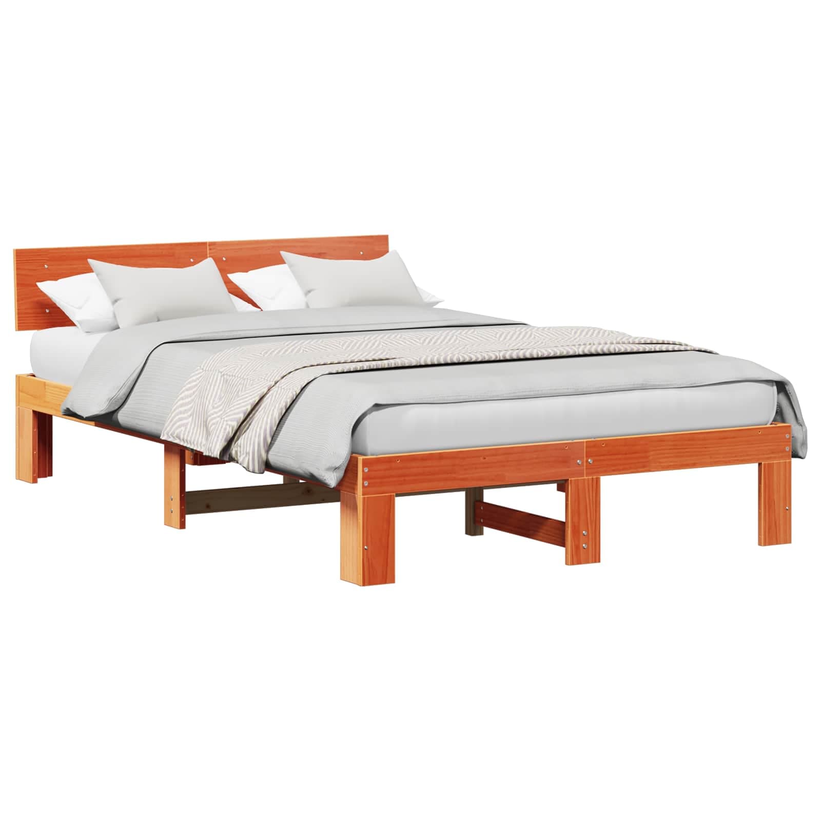 vidaXL Estrutura da Cama com cabeceira Marrom Cera 120 x 200 cm