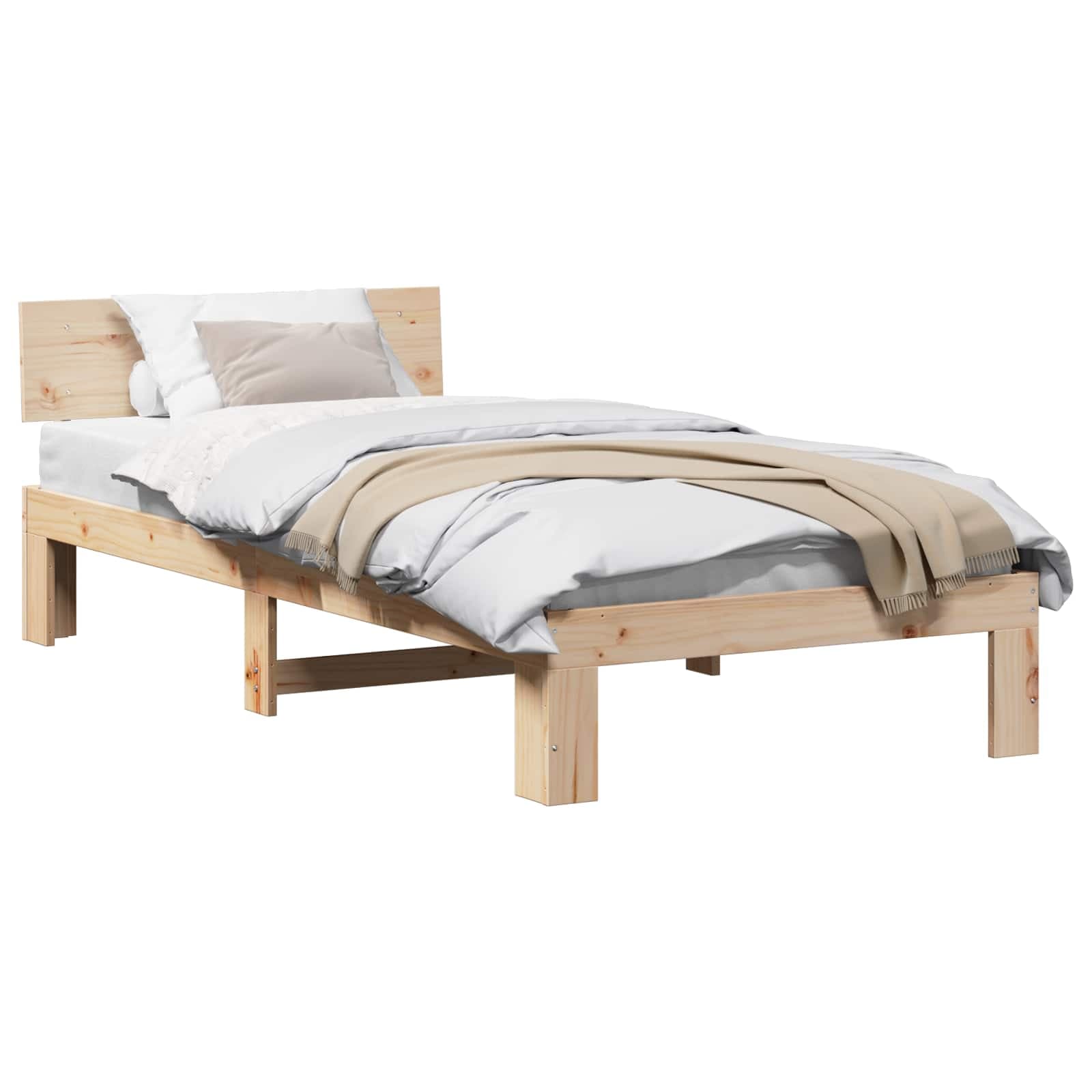 vidaXL Estrutura da Cama com cabeceira Natural 75 x 190 cm