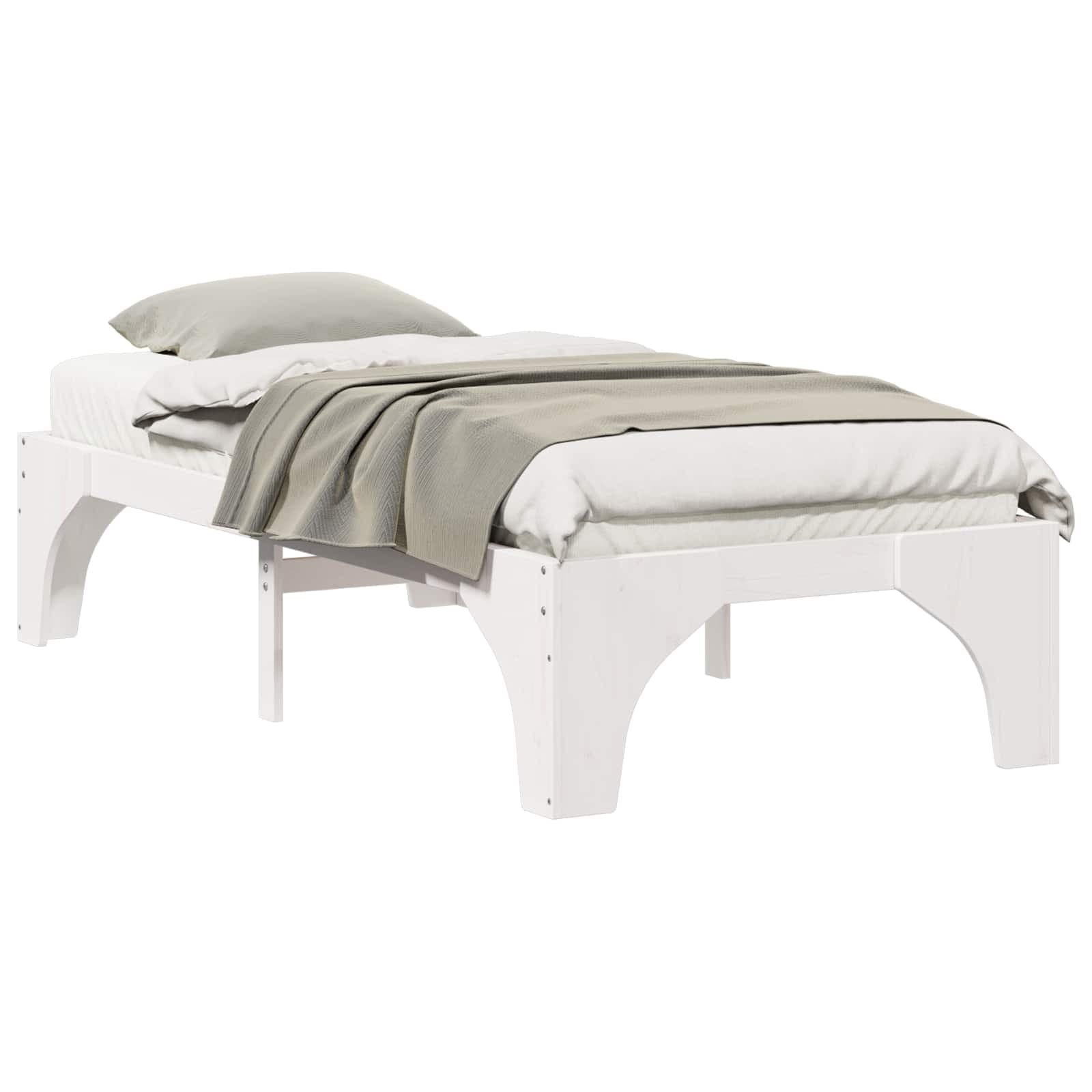 vidaXL Estrutura da Cama Branco 90 x 200 cm Madeira de Pinheiro Sólida