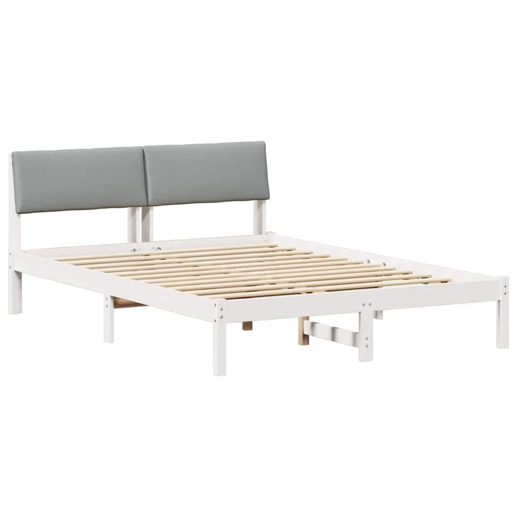 vidaXL Estrutura da cama Branco e cinza claro 135 x 190 cm