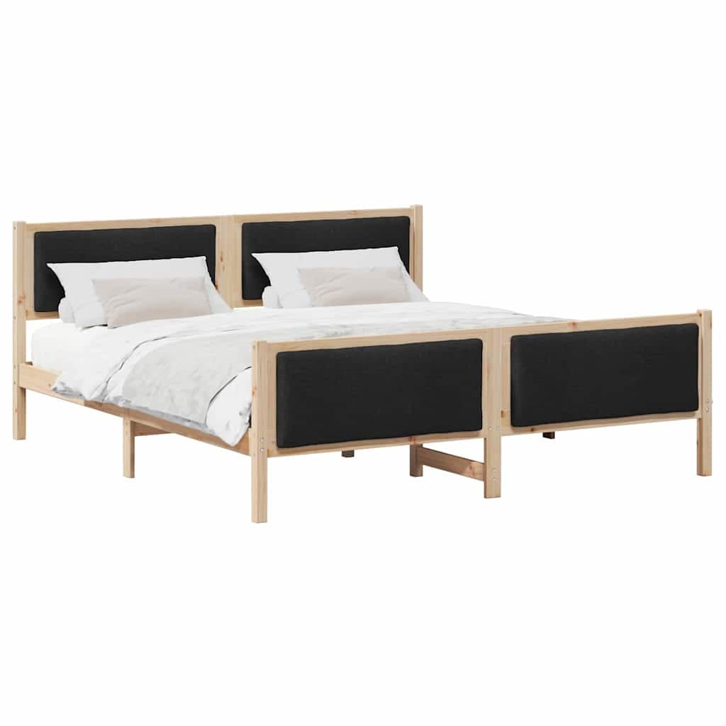 vidaXL Estrutura da Cama com cabeceira Preto 200 x 200 cm tecido
