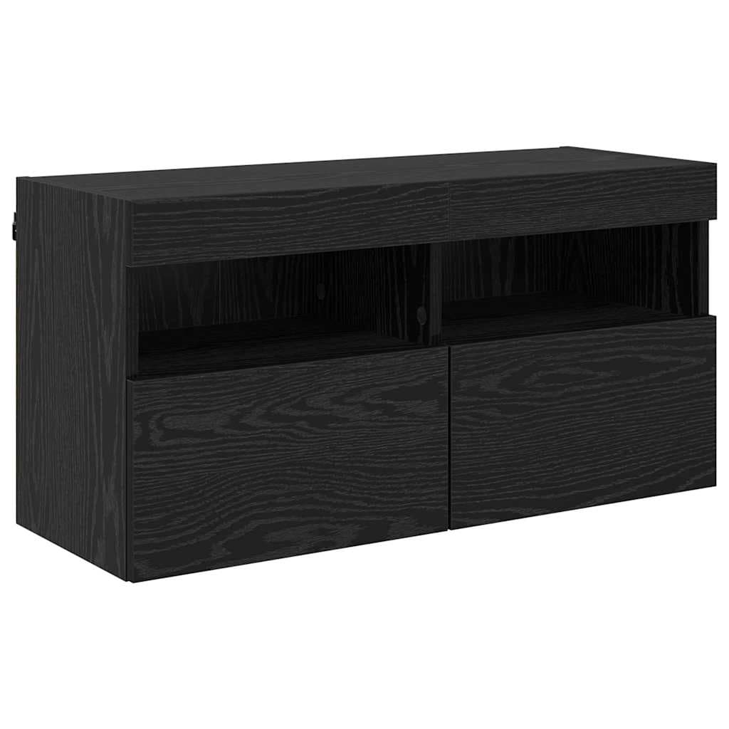 vidaXL Armário de TV de Parede Carvalho Preto 80 x 30 x 40 cm - 2615027836