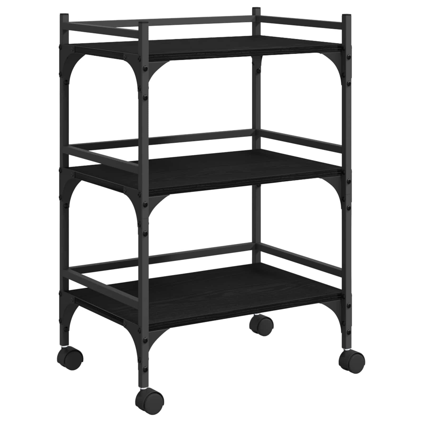 vidaXL Carrinho de Cozinha Carvalho Preto 50 x 35 x 75,5 cm