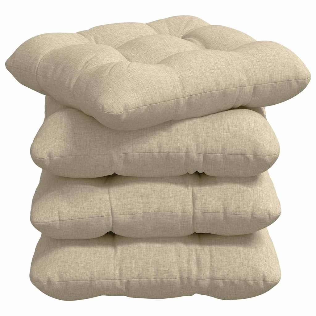 vidaXL Almofadas de Assento 4 pcs Creme 40 x 40 x 12 cm tecido