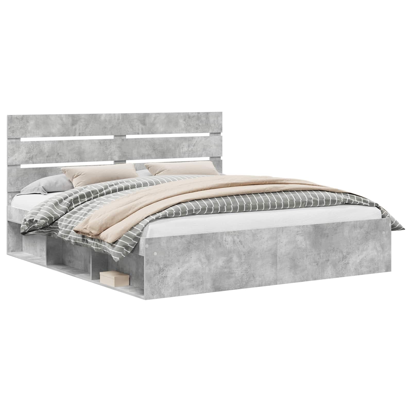 vidaXL Estrutura da Cama com cabeceira Concreto 180 x 200 cm