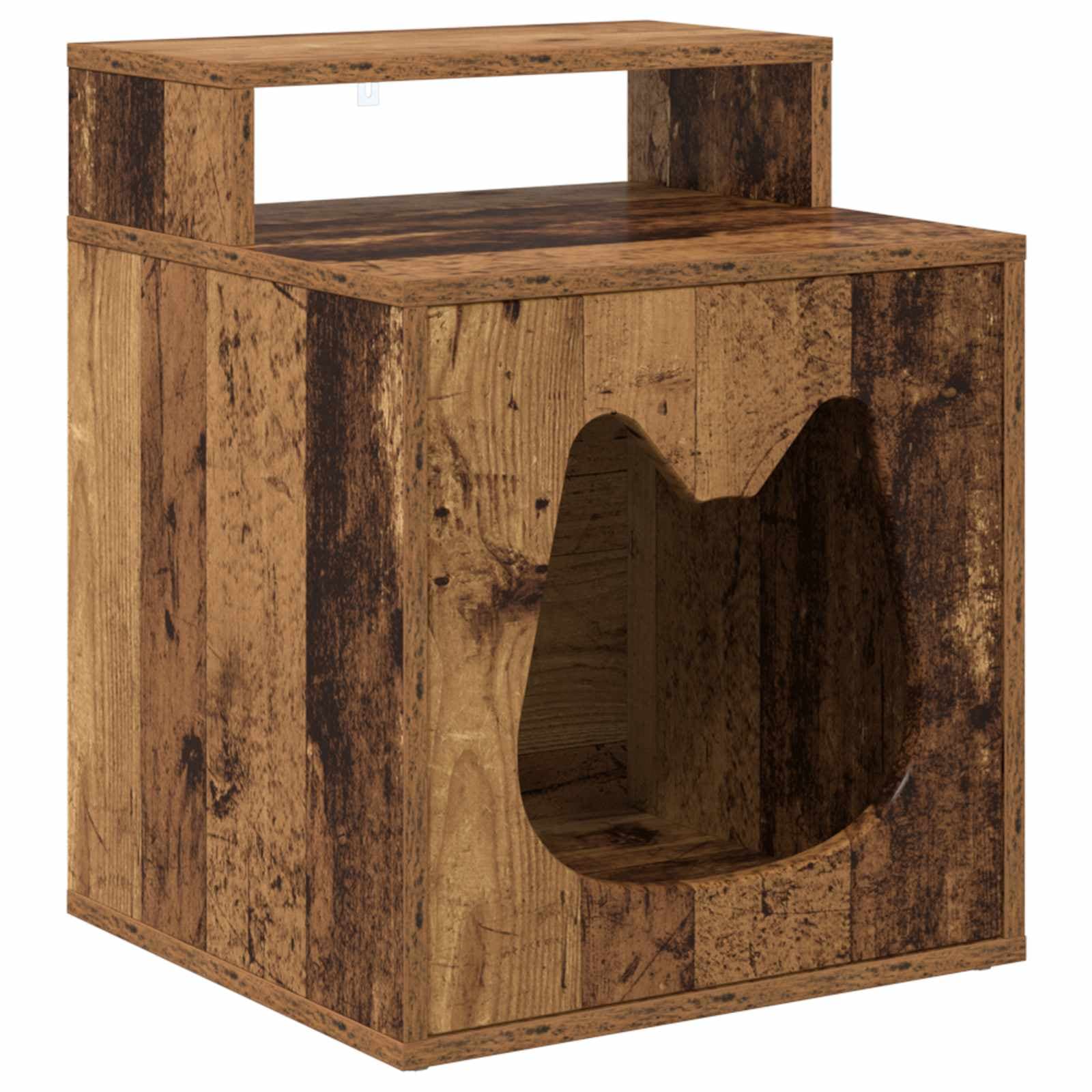 vidaXL Casa para Gatos Madeira antiga 42,5 x 40 x 53,5 cm