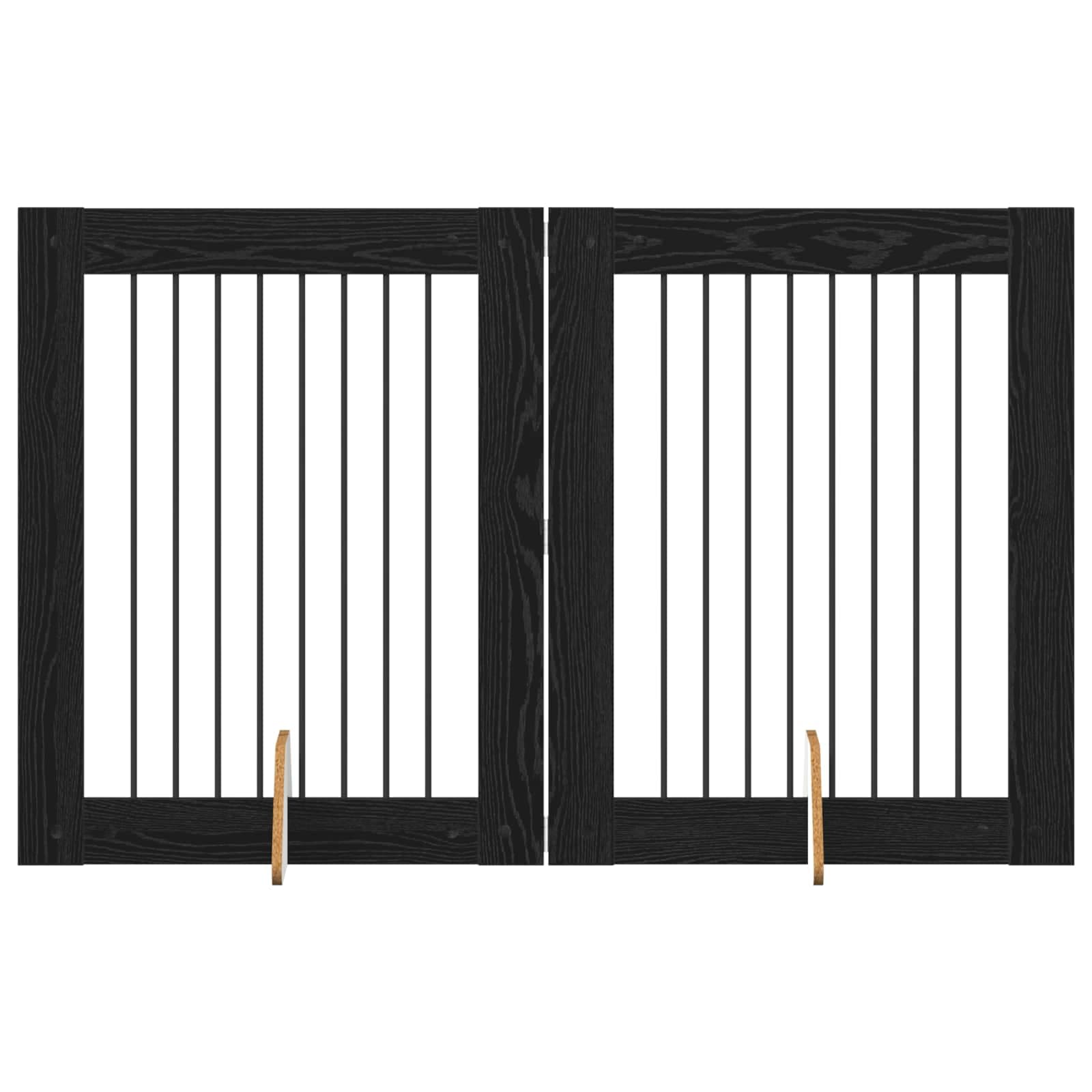 vidaXL Portão de Cão com Suportes 2 pcs Carvalho Preto 80 x 100 cm