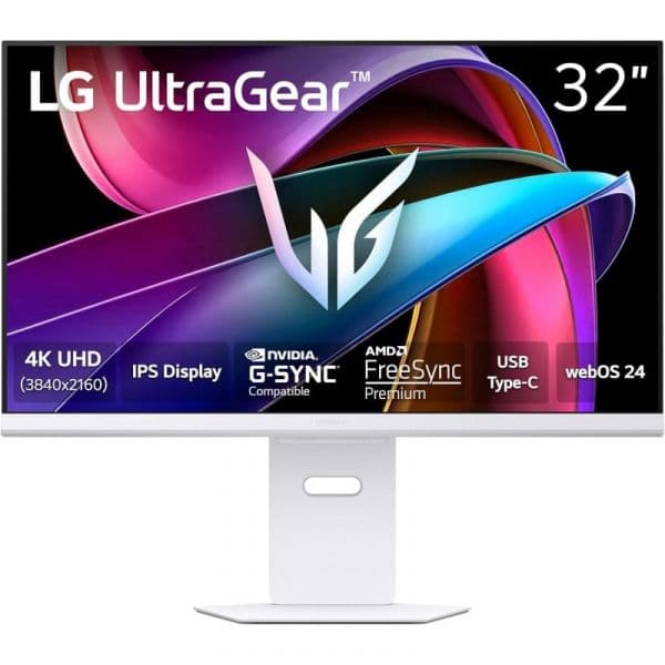 Monitor LG UltraGear Smart 32G810SA-W 31.5" LED IPS UltraHD 144Hz USB-C com Altura Ajustável e FreeSync Premium Pro