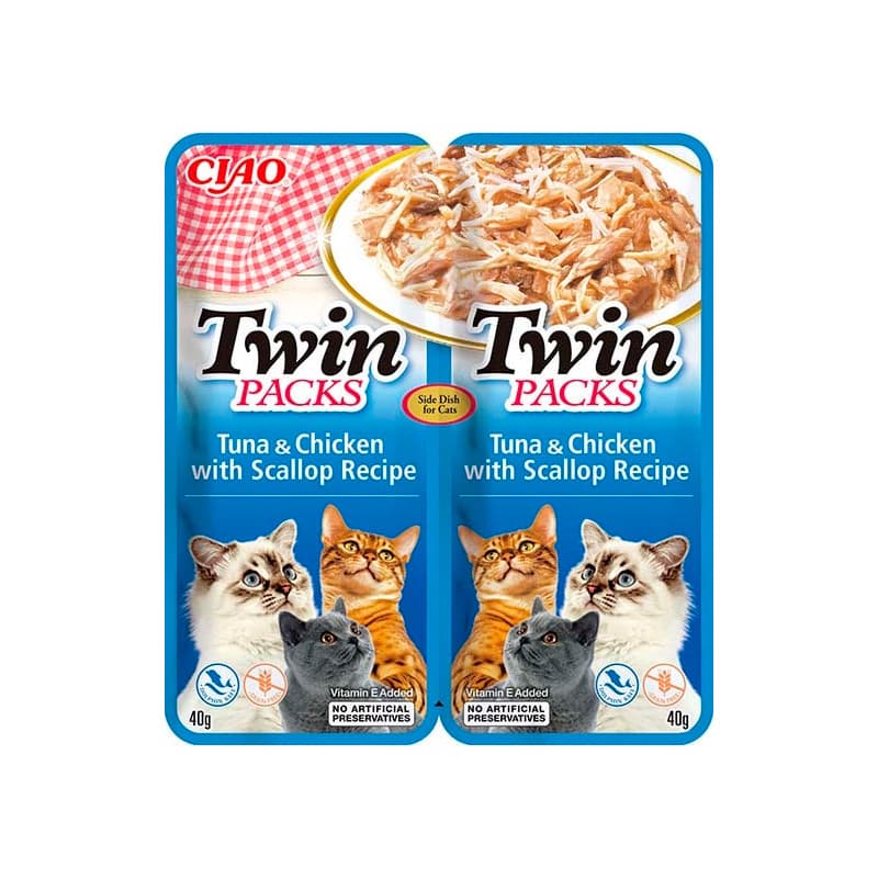 Churu Cat Twin Packs Receta de Atún y Pollo en Caldo de Vieira