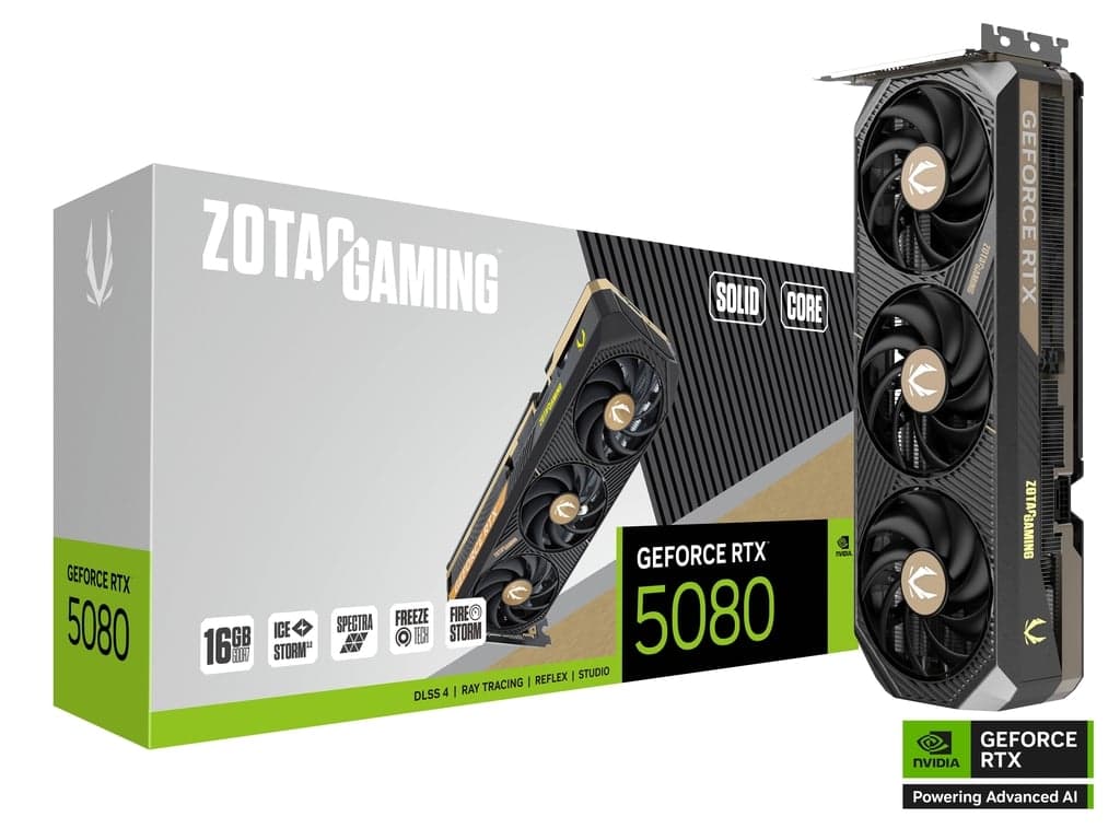 ZOTAC GAMING GeForce RTX 5080 SOLID CORE 16GB GDDR7 Reflex 2 RTX AI DLSS4