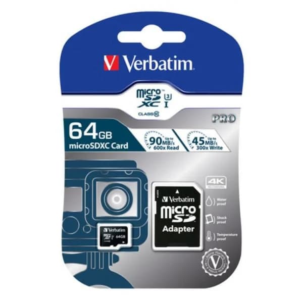 Verbatim 64GB Micro SDXC Pro Class 10 UHS-I + Adaptador SD - 47042