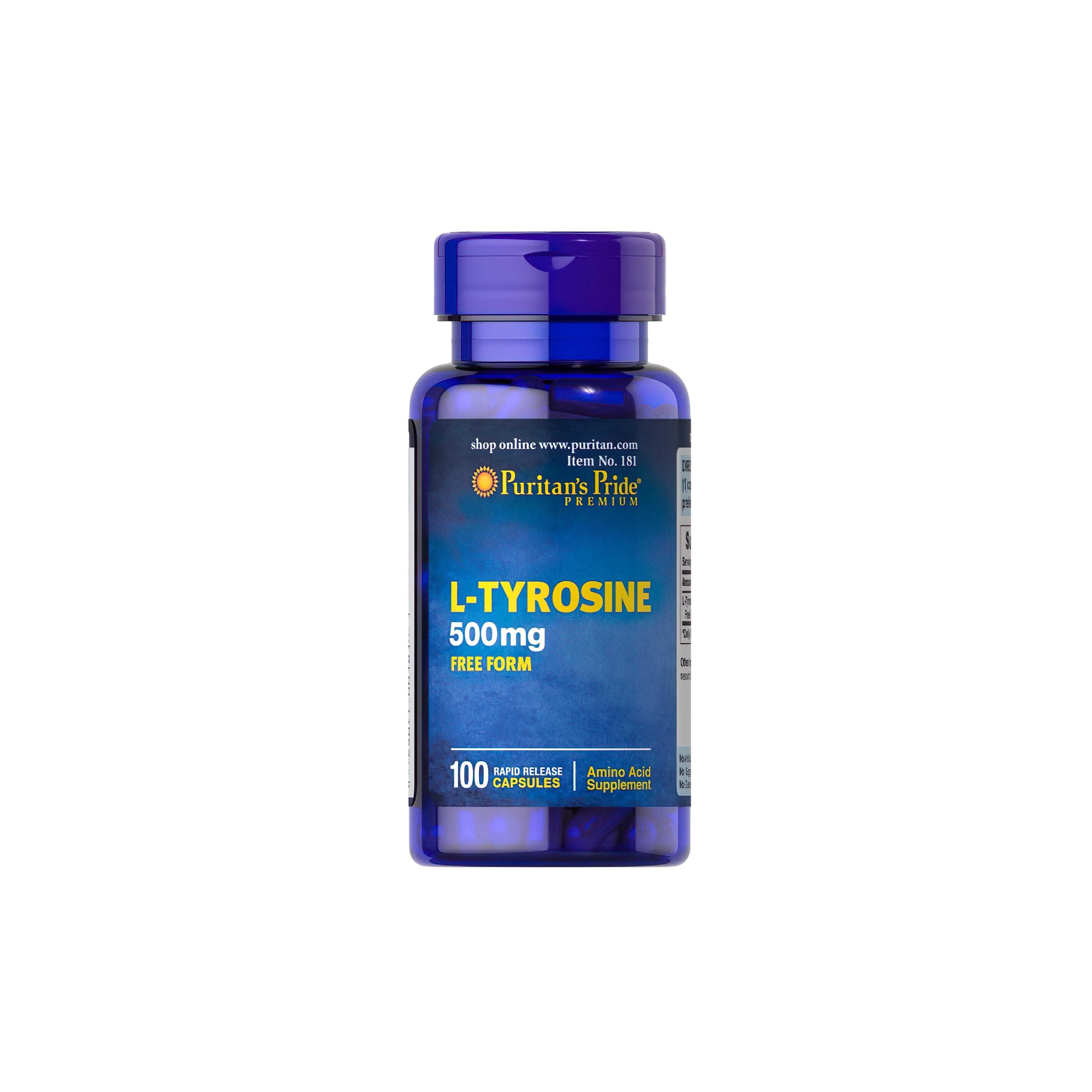L-Tyrosine 500 mg Free form 100 Rapid Release Caps