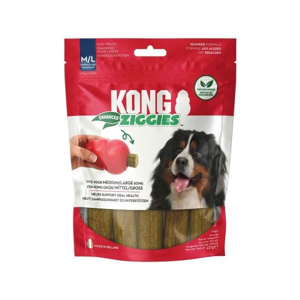 Kong Ziggies Enhanced Snack de Cuidado Dentário para Cães M/L 227gr