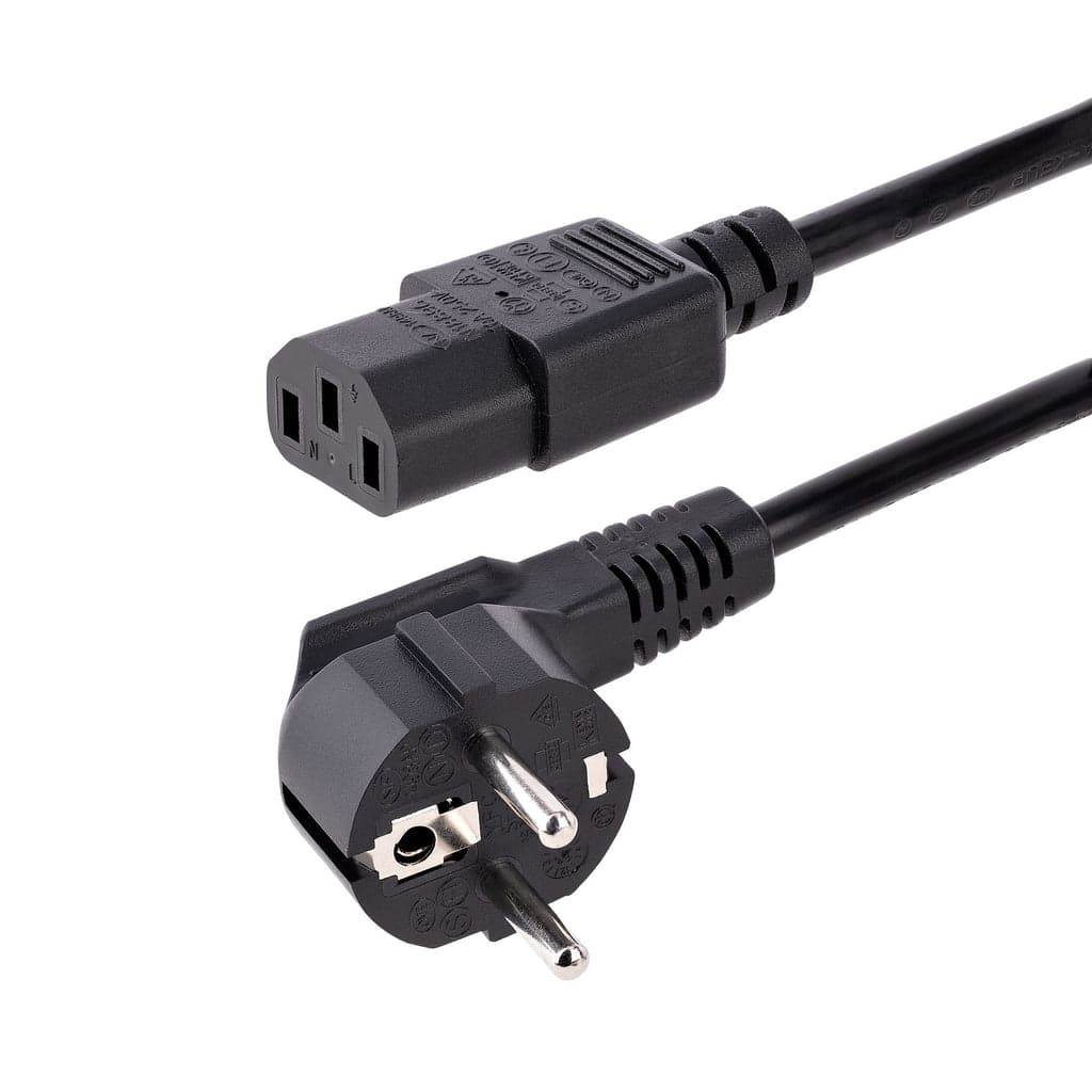 StarTech.com - Cable de 1m (3 pies) de Alimentación para Ordenador, 18AWG, UE Schuko a C13, 250V 10A, Cable de Corriente, Cable - 713E-1M-POWER-CORD