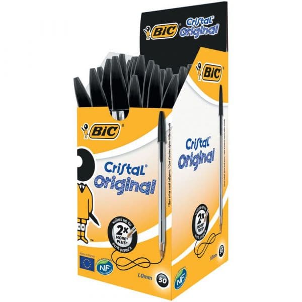 Bic Esferográfica Cristal Original Preto 50 Un.