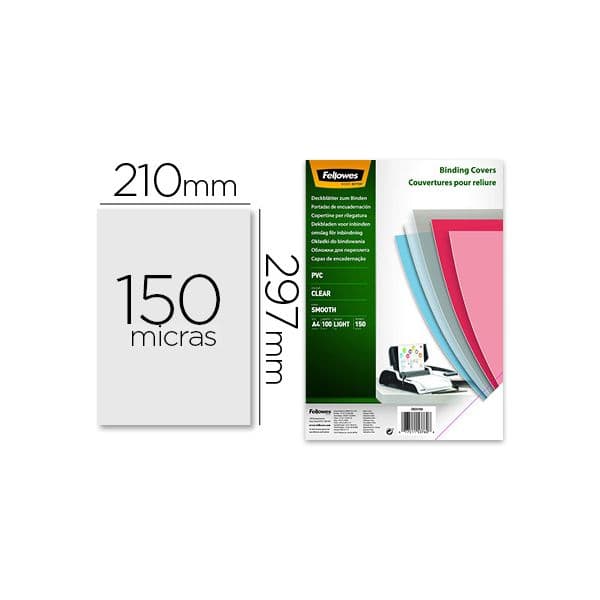 Fellowes PACK100 Front Page Pvc Transparent Crystal A4 150 M - 77511537608