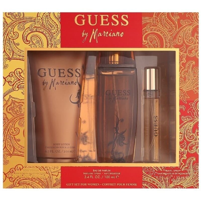 Conjunto Guess By Marciano EDP 100 ml,miniatura EDP 15 ml a Loção Corporal 200 ml