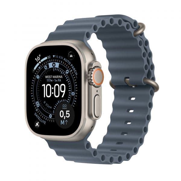 Apple Watch Ultra 3 GPS + Cellular 49mm Titânio Natural c/ Bracelete Ocean Azul-Âncora