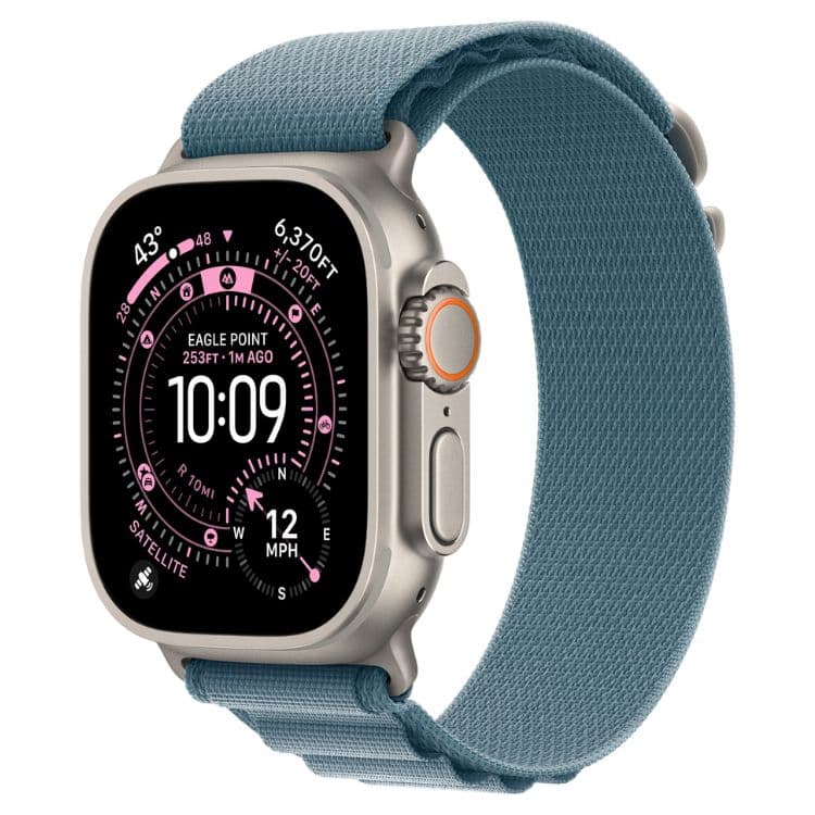 Smartwatch Apple Watch Ultra 3 GPS + Cellular 49mm Titânio Natural c/ Bracelete Loop Alpine Azul - L