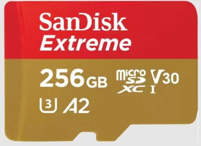 SanDisk Extreme - Cartão de memória flash (adaptador microSDXC para SD Incluído) - 256 GB - A2 / Video Class V30 / UHS-I U3 / Class10 - microSDXC UHS-I