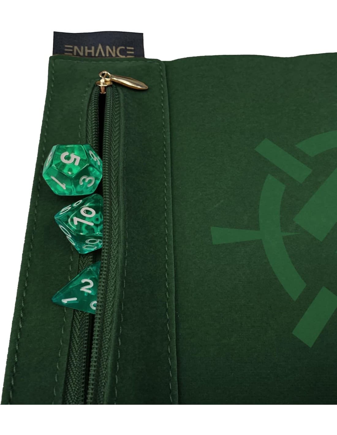 Enhance Tabletop Roll on a Scroll Bag with Dice Green