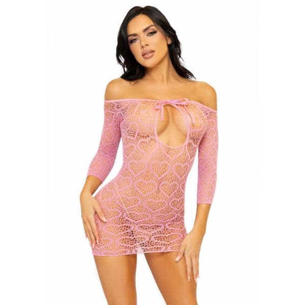 Leg Avenue Vestido Heart Net Tamanho Único Rosa