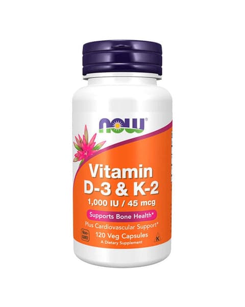 Now Vitamin D-3 & K-2 1000IU / 45mcg 120 Cápsulas Vegetais