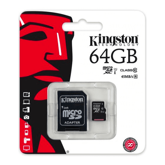 Kingston 64GB MicroSDHC Canvas Select Plus Class10 UHS-I + Adaptador