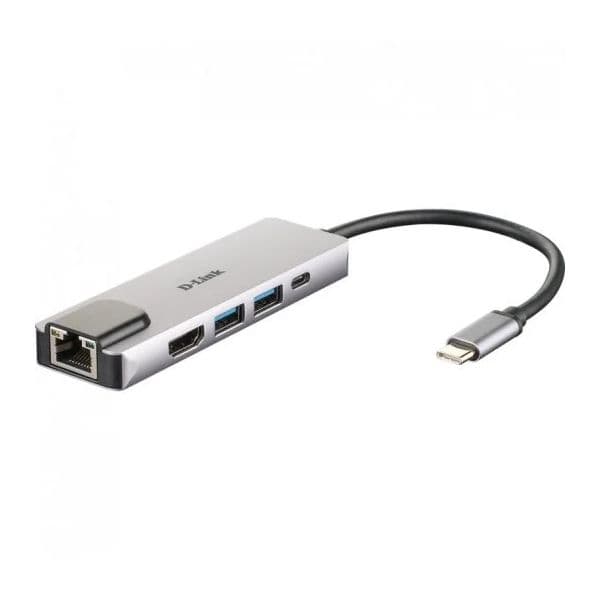 D-Link USB C Macho > 2 x USB 3.0 Tipo A Femea + 1 x HDMI + 1 Ethernet Gigabit + 1 x USB-C (até 60W) - DUB-M520