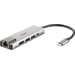 D-Link USB C Macho > 2 x USB 3.0 Tipo A Femea + 1 x HDMI + 1 Ethernet Gigabit + 1 x USB-C (até 60W) - DUB-M520