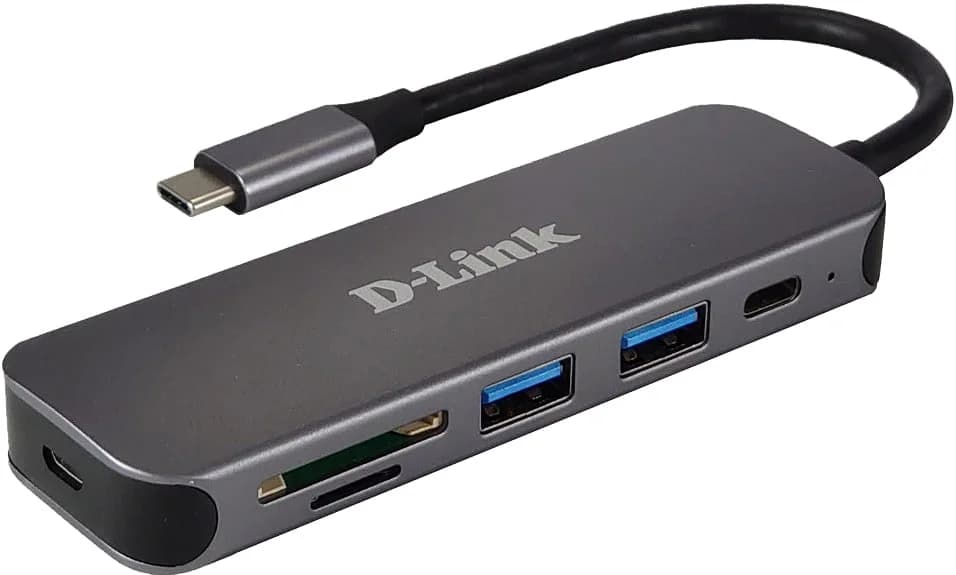 HUB USB D-Link USB-C Macho > 2 x USB 3.0 (SS) + 1 x USB-C (Thunderbolt 3) + Leitor de Cartões