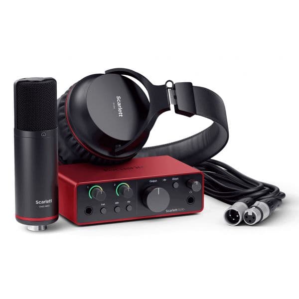 Focusrite Pack de Estúdio Scarlett Solo 4th Gen com Interface de Áudio USB, Microfone e Auscultadores