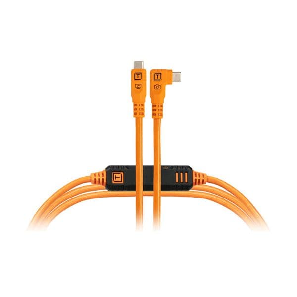 Tether Tools TetherPro Optima Cabo USB-C 10G Direito a Curvo 4.6m Laranja