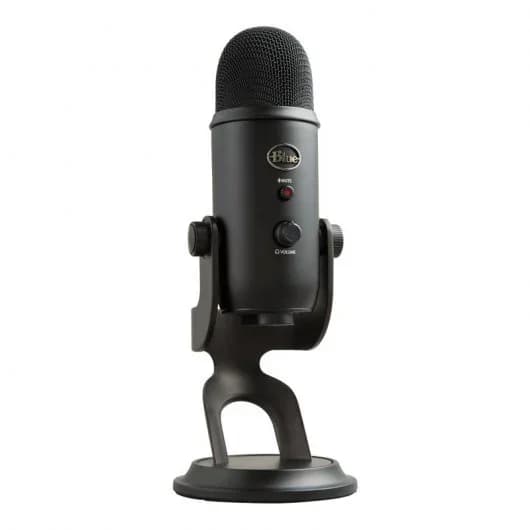 Blue Yeti Blackout — Microfone USB Condensador Multipadrão, 4 Modos de Captação, Plug & Play, Controlo de Ganho e Mute, Preto