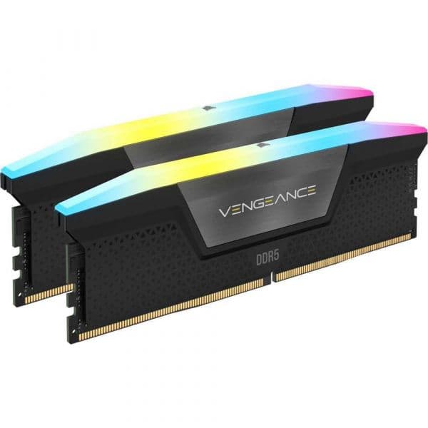 Memória RAM Corsair DDR5, 5600MT/s 32GB 2x16GB Dimm, Unbuffered, 40-40-40-77, Xmp 3.0, Vengeance Rgb DDR5 Black Heatspreader, Rgb led, 1.25V