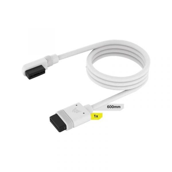 Corsair iCUE LINK Cabo 1x 600mm com Conector Rectos/Slim 90° Branco