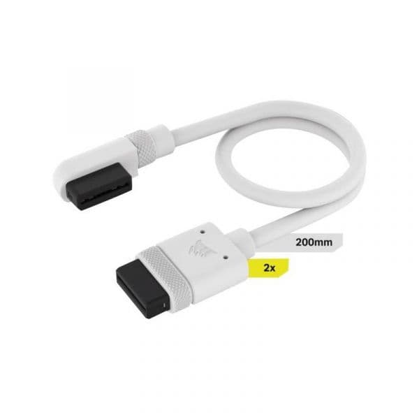 Corsair iCUE LINK Cabo 2x 200mm com Conectores Retos/Slim 90° Branco