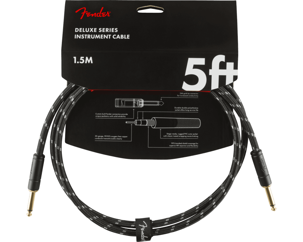 Fender cable Jack Deluxe 1,5m Tweed Black Jack Mono Para Jack Mono