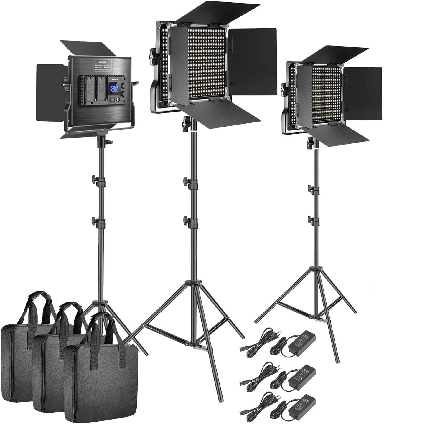 Neewer 3 X Iluminadores LED Cri 97+ 3200 a 5600k 660leds