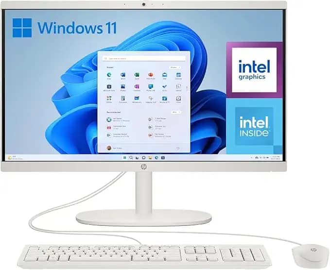 HP All-in-One 22-dg0014 ns PC 21,5" Intel N100 8 GB 256 GB SSD Windows Branco – Teclado QWERTY Português