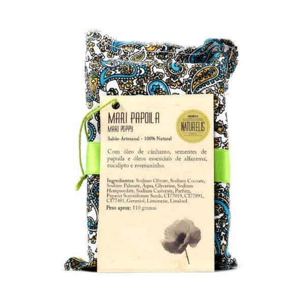 Naturelis Sabonete Artesanal 100% Natural Sementes de Papoila e Óleo de Cânhamo 110g