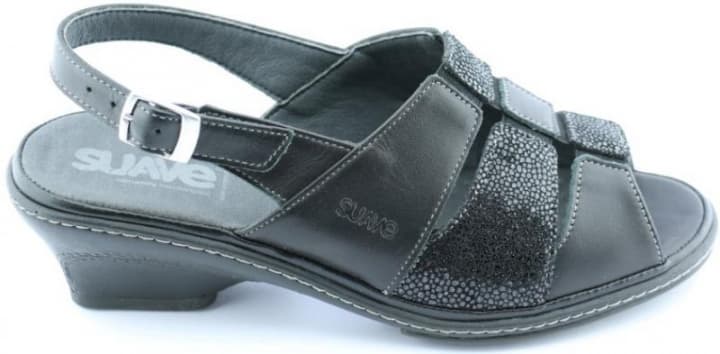 Sandália SUAVE CANCUN 1515T | Conforto p/ Pés Volumosos | Salto, Fivela e Elástico | Preto, Tam. 40