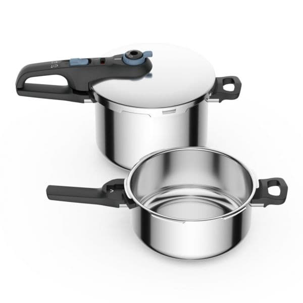 Tefal Panela de Pressão Rápida Secure TR Aço Inoxidável 6L + 4L
