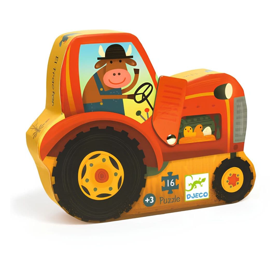 Djeco trator – puzzle silhueta 16 peças +3 anos