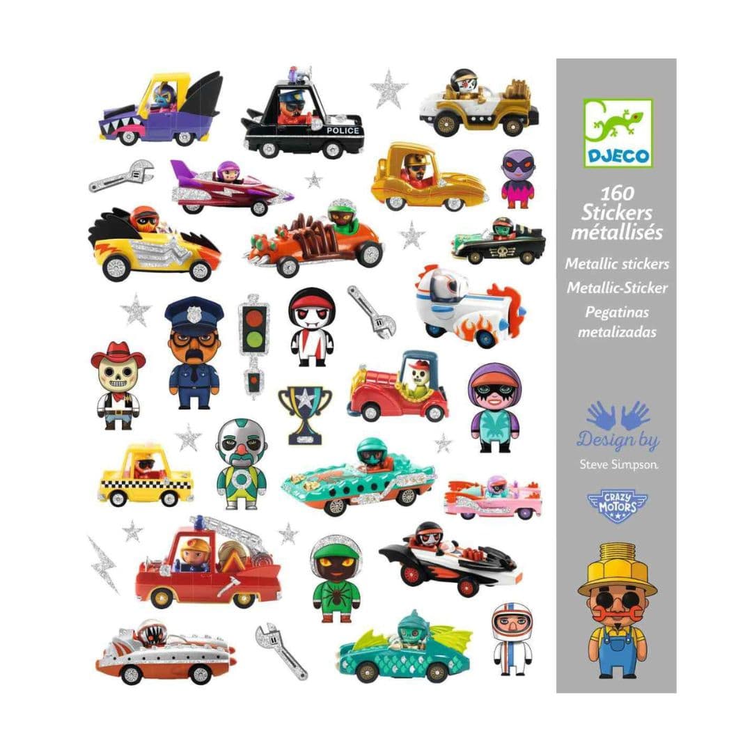 Djeco crazy motors – 160 autocolantes criativos +4 anos