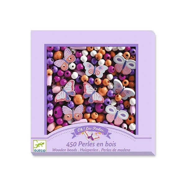 Djeco Wooden Beads, Buterflies - DJ09810