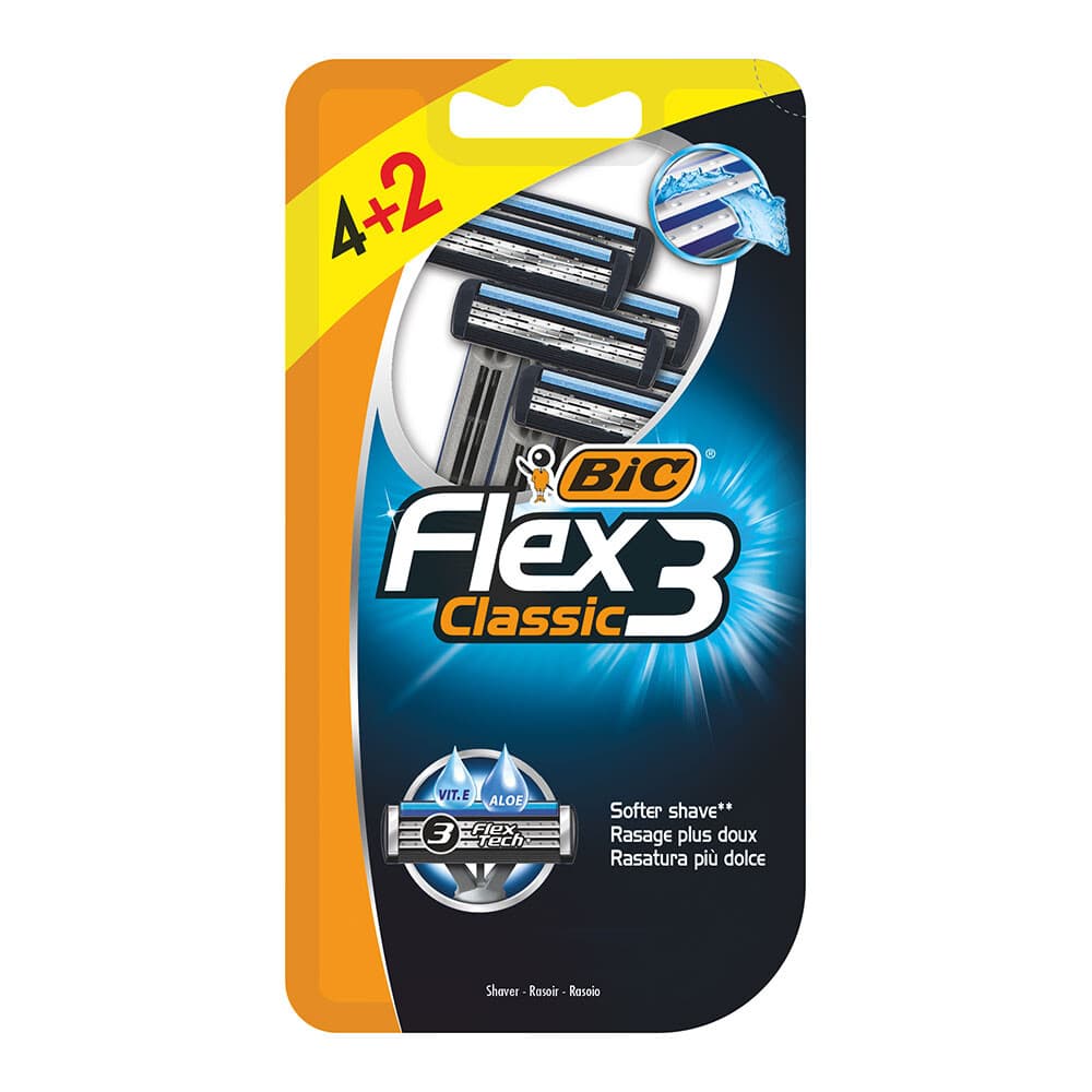 Bolha de barbear masculina flex 3 classic 4+2 unidades