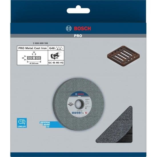 Disco de rebarbar PRO Metal, 200 x 25 x 32 mm, G46 refª 2608600106 BOSCH